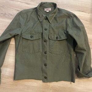 Wallace and Barnes Olive Green Button-Up Shirt, XS